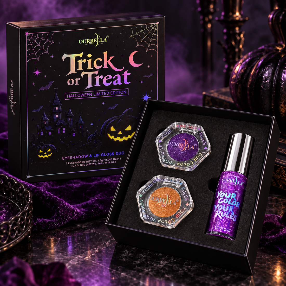 Purple Halloween Makeup: A Spellbinding Look with Ember, Hex &Midnight