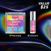 Makeup Set Duochrome Eyeshadow palette & Holographic Glitter Lipgloss