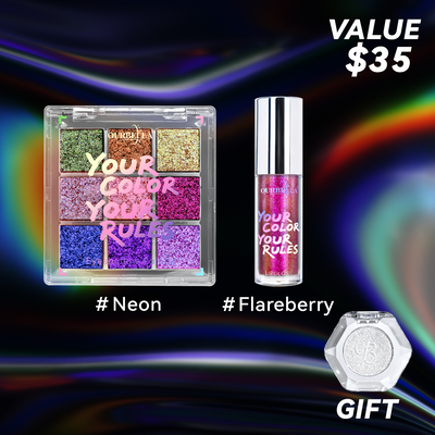 Makeup Set Duochrome Eyeshadow palette & Holographic Glitter Lipgloss