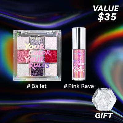 Makeup Set Duochrome Eyeshadow palette & Holographic Glitter Lipgloss