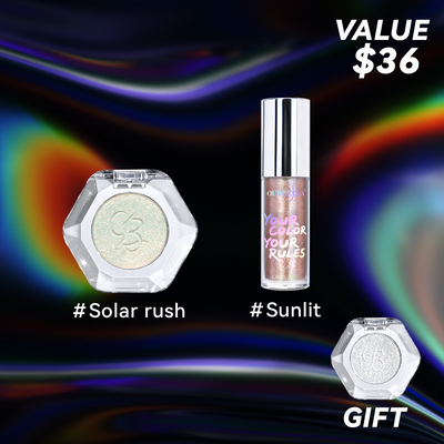Makeup Set Single Multi-chrome Eyeshadow & Holographic Glitter Lipgloss