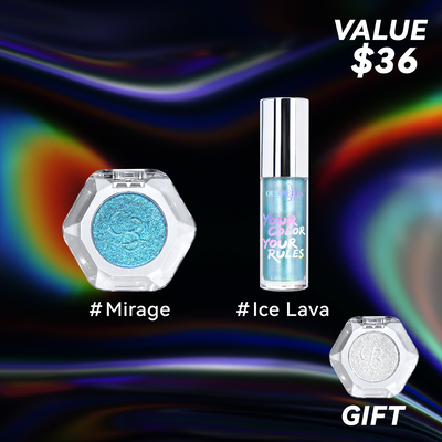 Makeup Set Single Multi-chrome Eyeshadow & Holographic Glitter Lipgloss