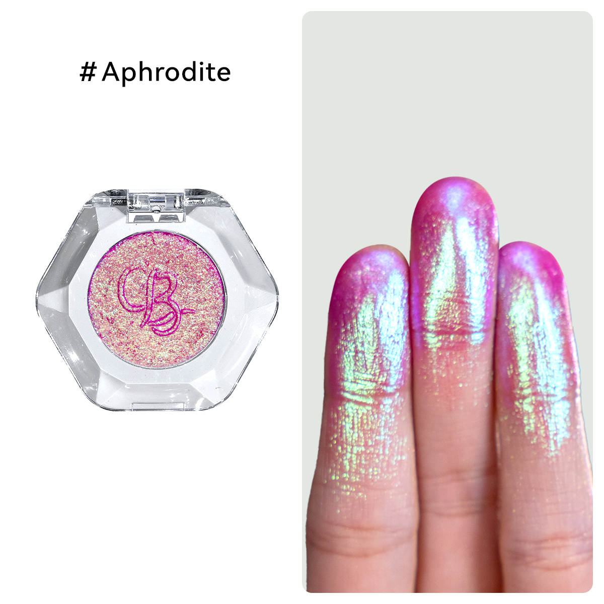 High-pigment light pink multi-dimensional glitter single eyeshadow of OURBELLA #Aphrodite.