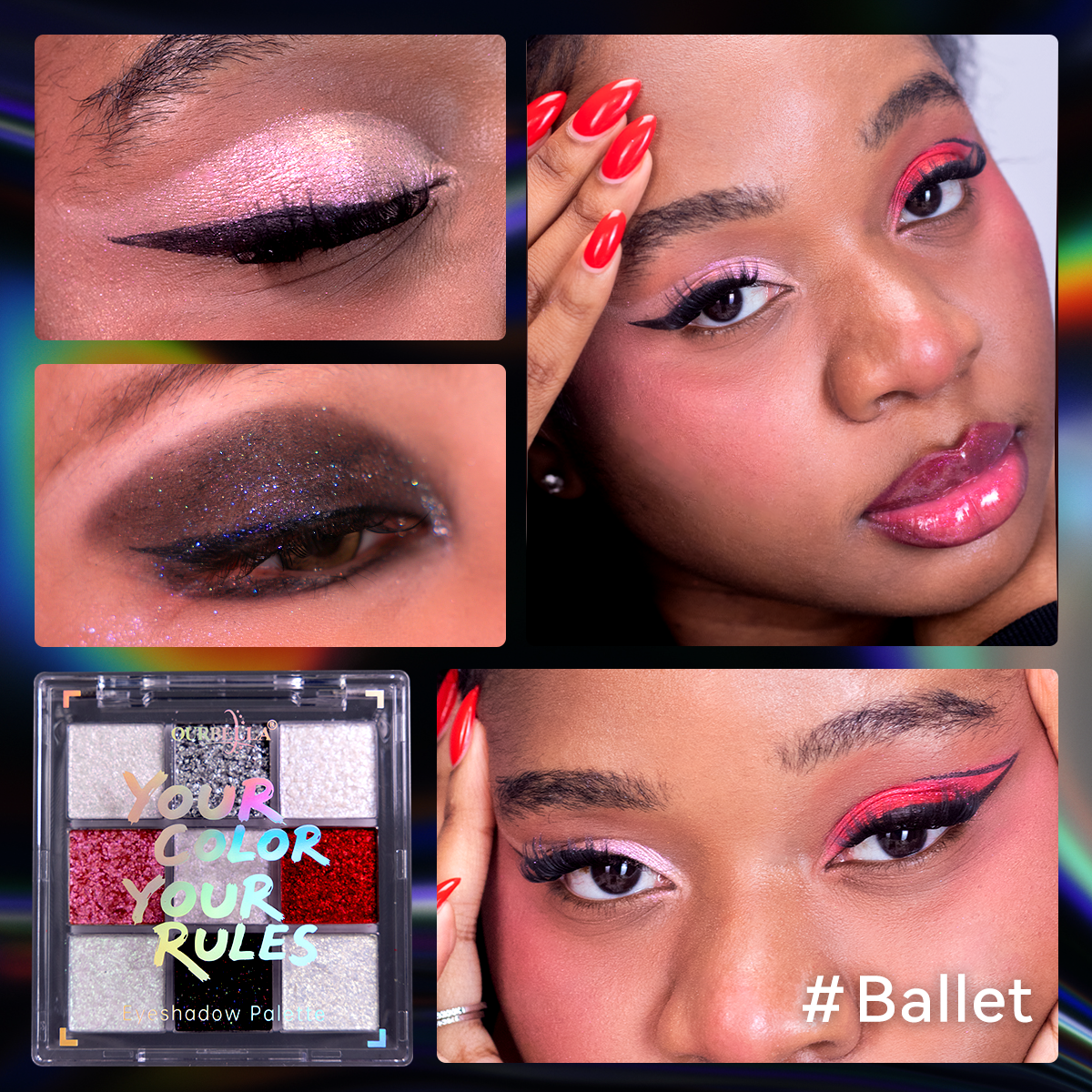 Makeup Set Duochrome Eyeshadow palette & Holographic Glitter Lipgloss