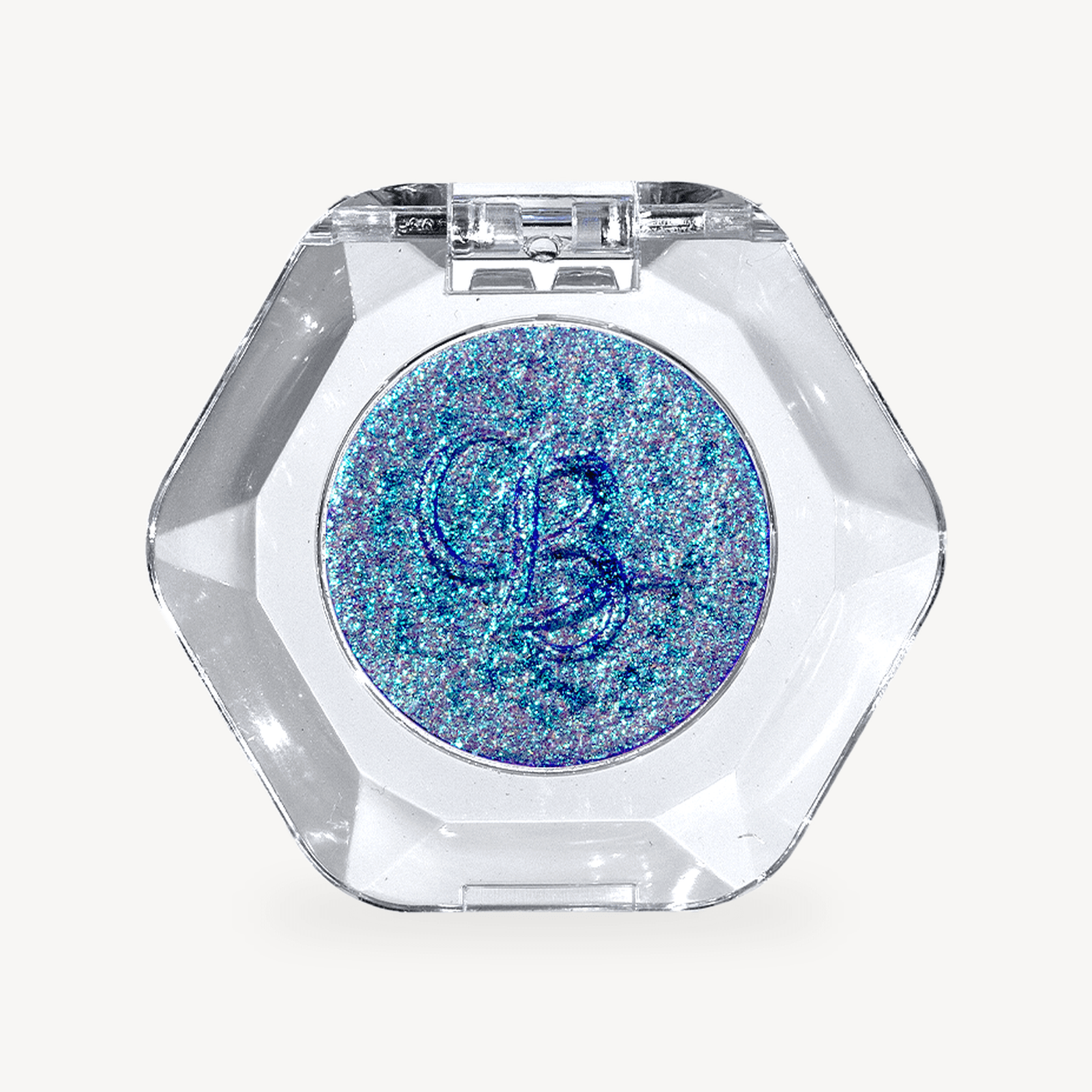 OURBELLA Cosmic Siren Multichrome Single Eyeshadow with violet blue and cyan finger swatches