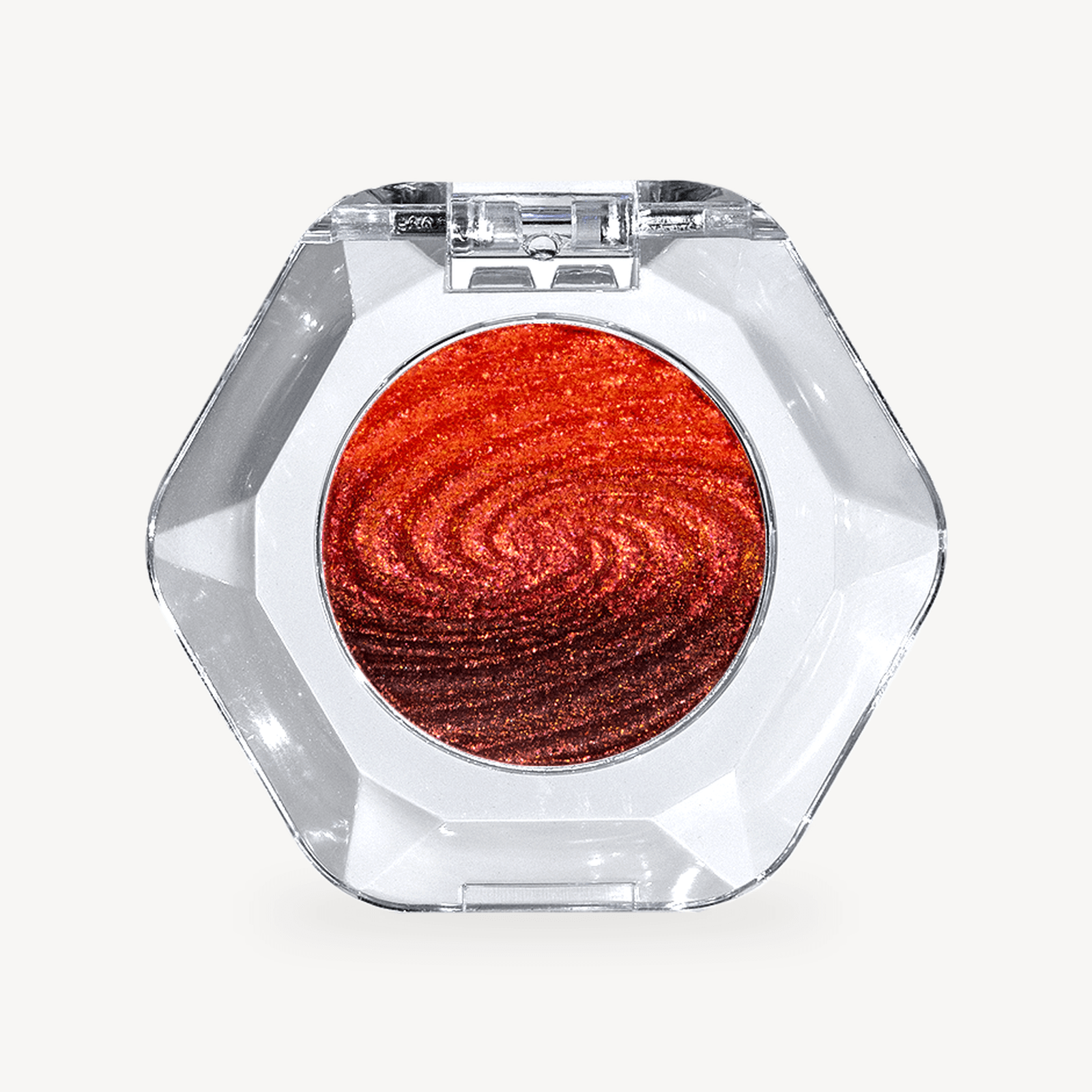 OURBELLA Crimson Cluster red Multichrome Eyeshadow in a clear faceted compact