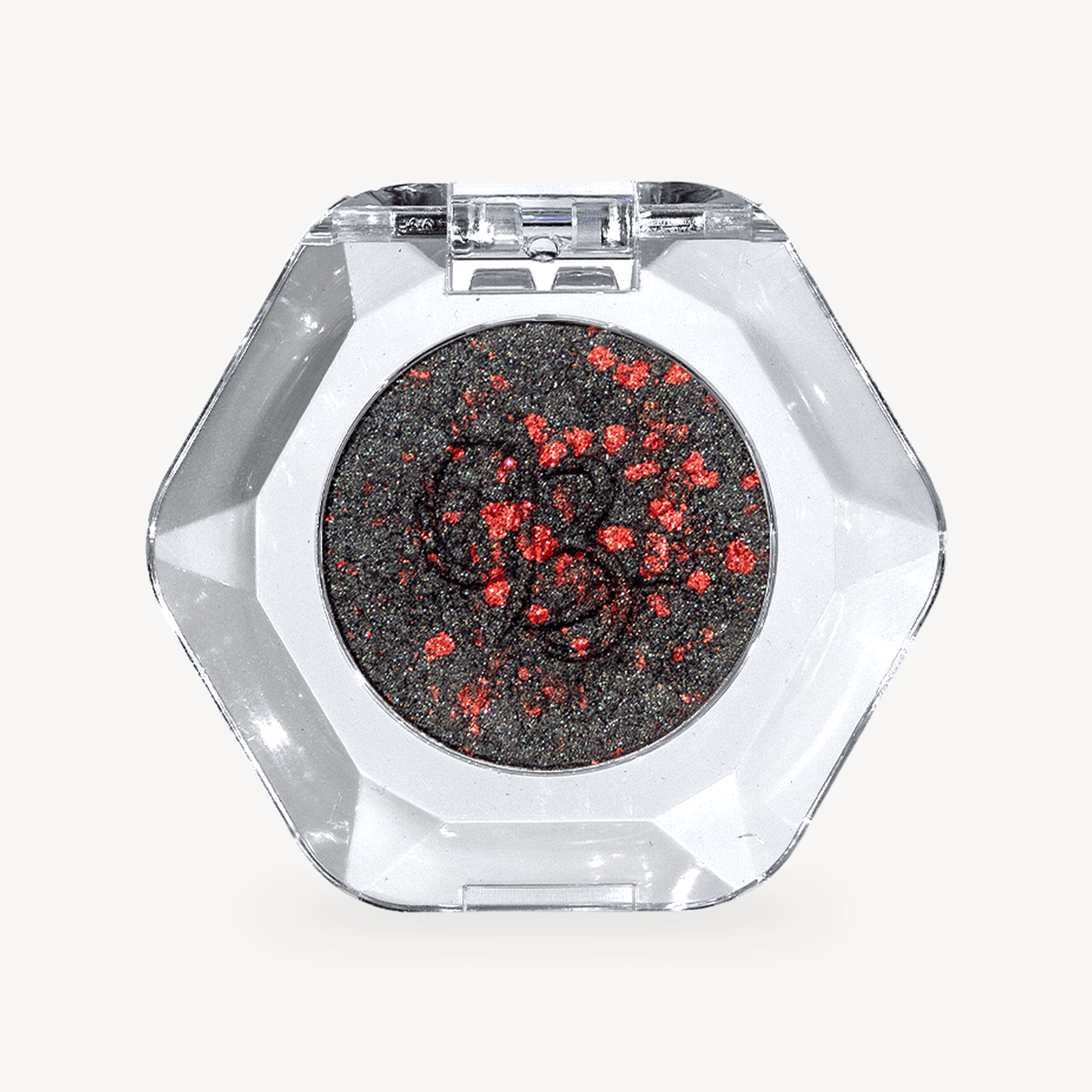 OURBELLA Desire Multichrome Single Eyeshadow with charcoal burgundy and bronze finger swatches