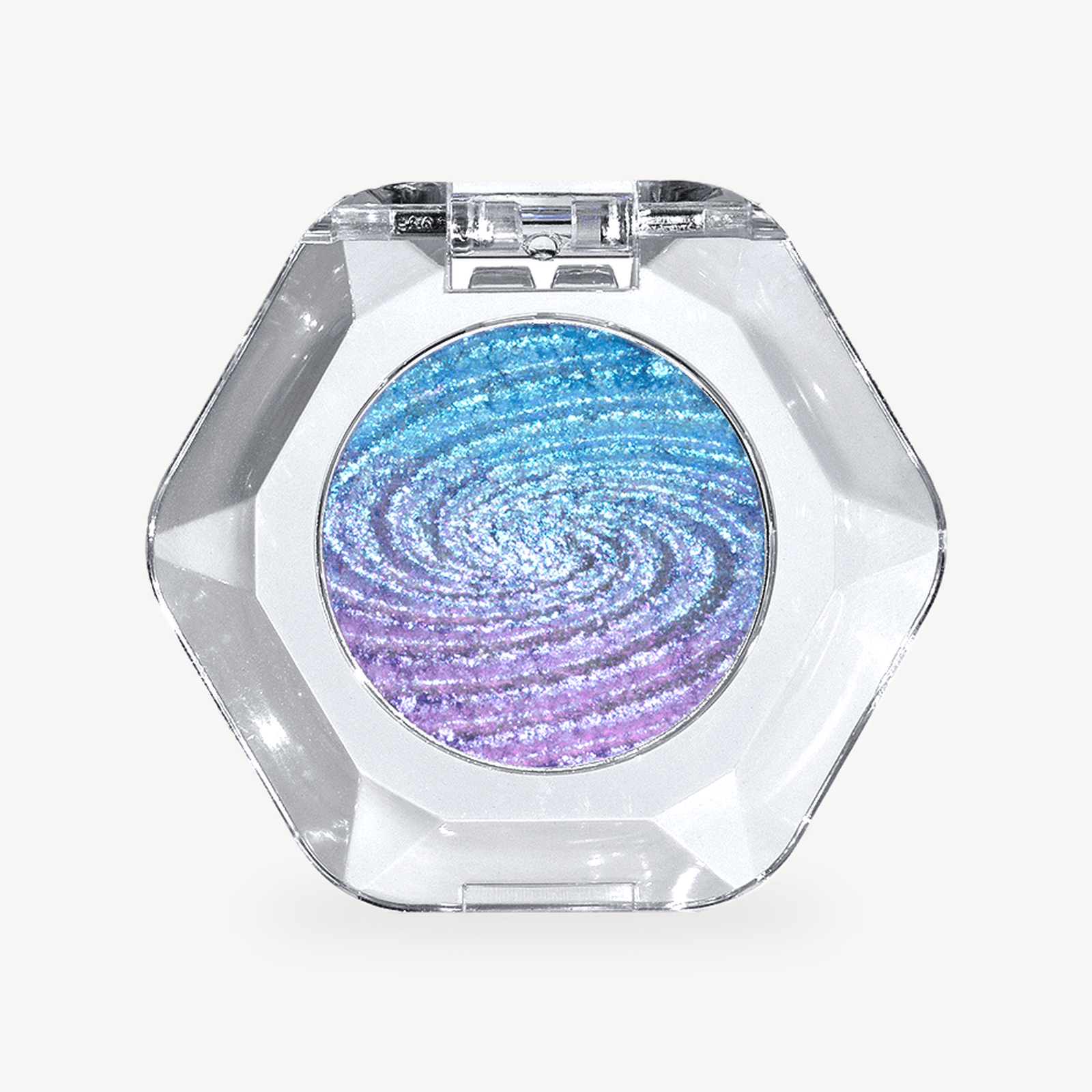 OURBELLA Draco's Heart blue Multichrome Eyeshadow in a clear faceted compact
