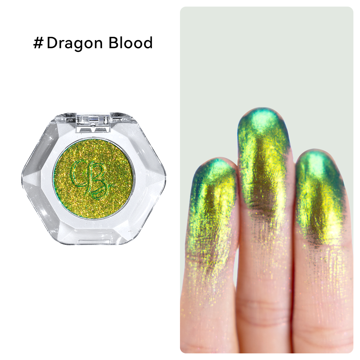High-impact forest green and copper chameleon multi-chrome eyeshadow by OURBELLA.