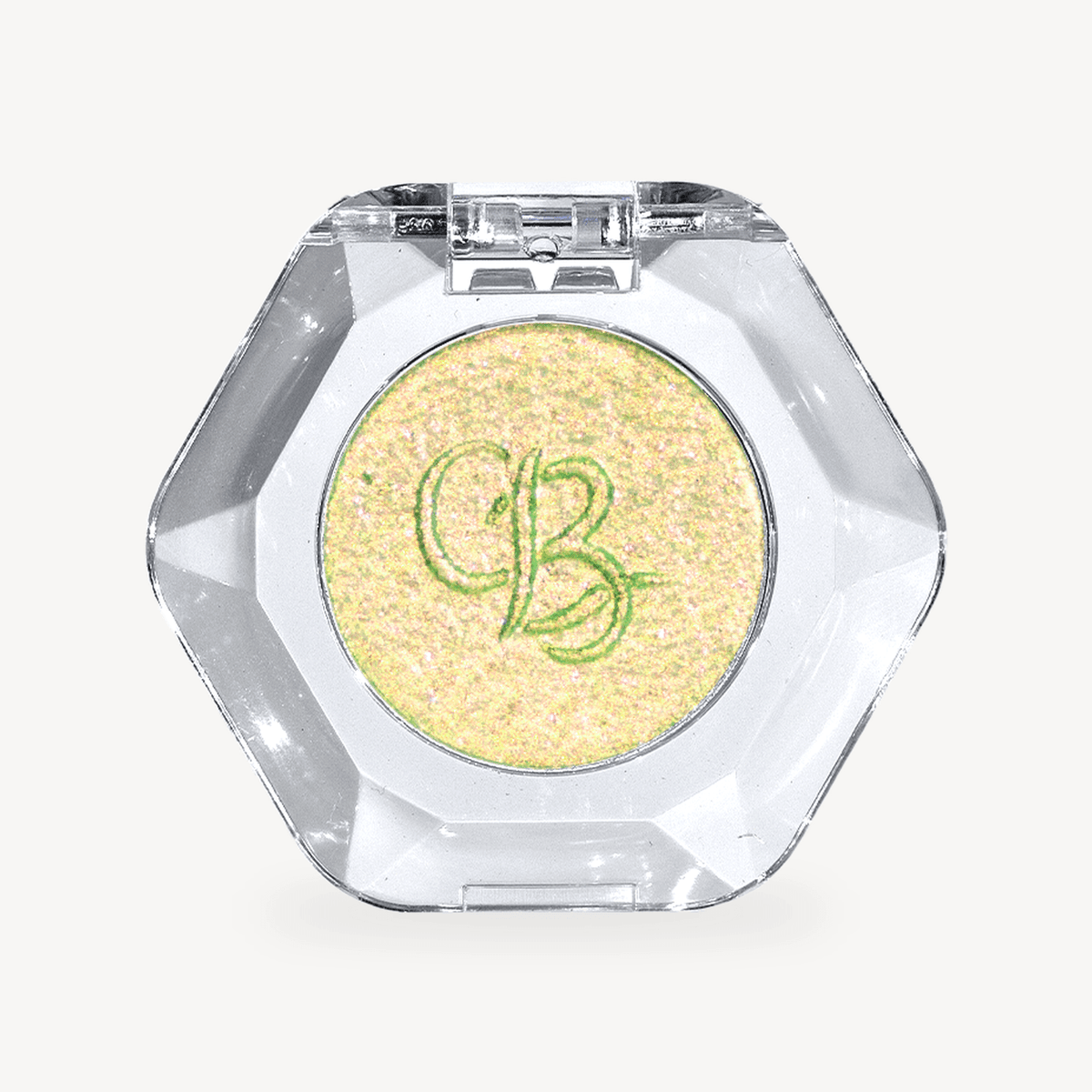 OURBELLA Fairytale Multichrome Single Eyeshadow with pale pink peach gold and green finger swatches