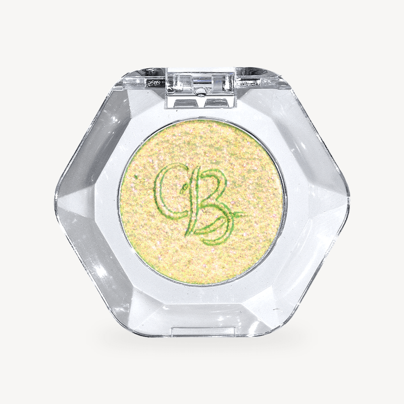 OURBELLA Fairytale Multichrome Single Eyeshadow with pale pink peach gold and green finger swatches