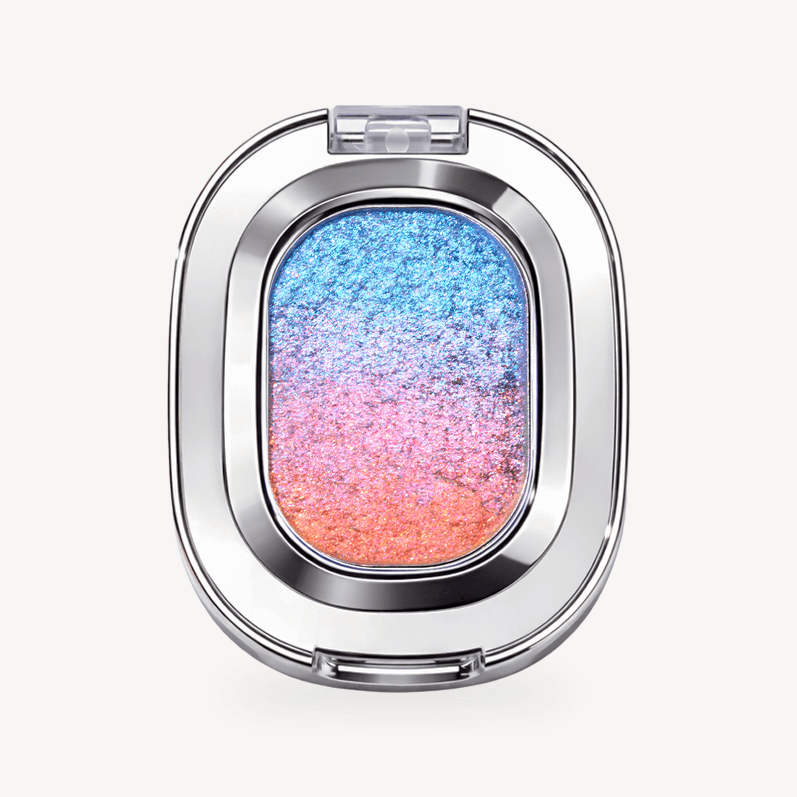 OURBELLA Fiery Horizon Gradient Single Eyeshadow in bright blue lavender-pink and coral-orange