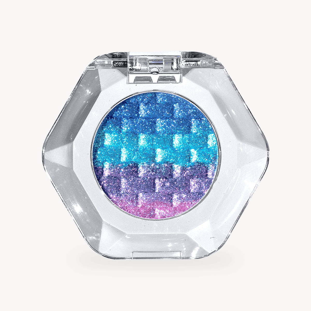 OURBELLA Futuristic Rainbow Highlighter with deep blue aqua violet and pink sections
