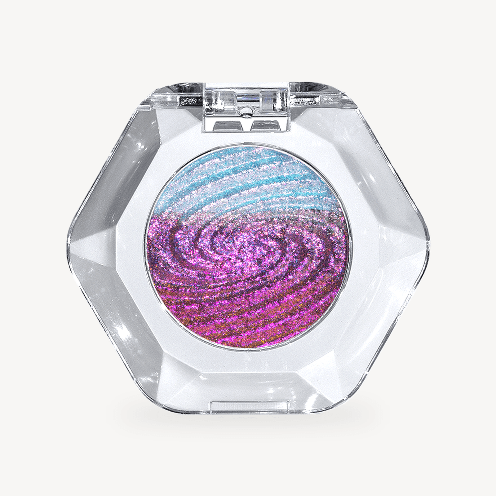 OURBELLA Kepler's Dream magenta Multichrome Eyeshadow in a clear faceted compact