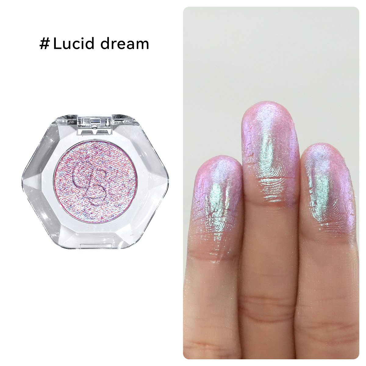 Mesmerizing chameleon multi-chrome pink and teal glitter eyeshadow by OURBELLA.