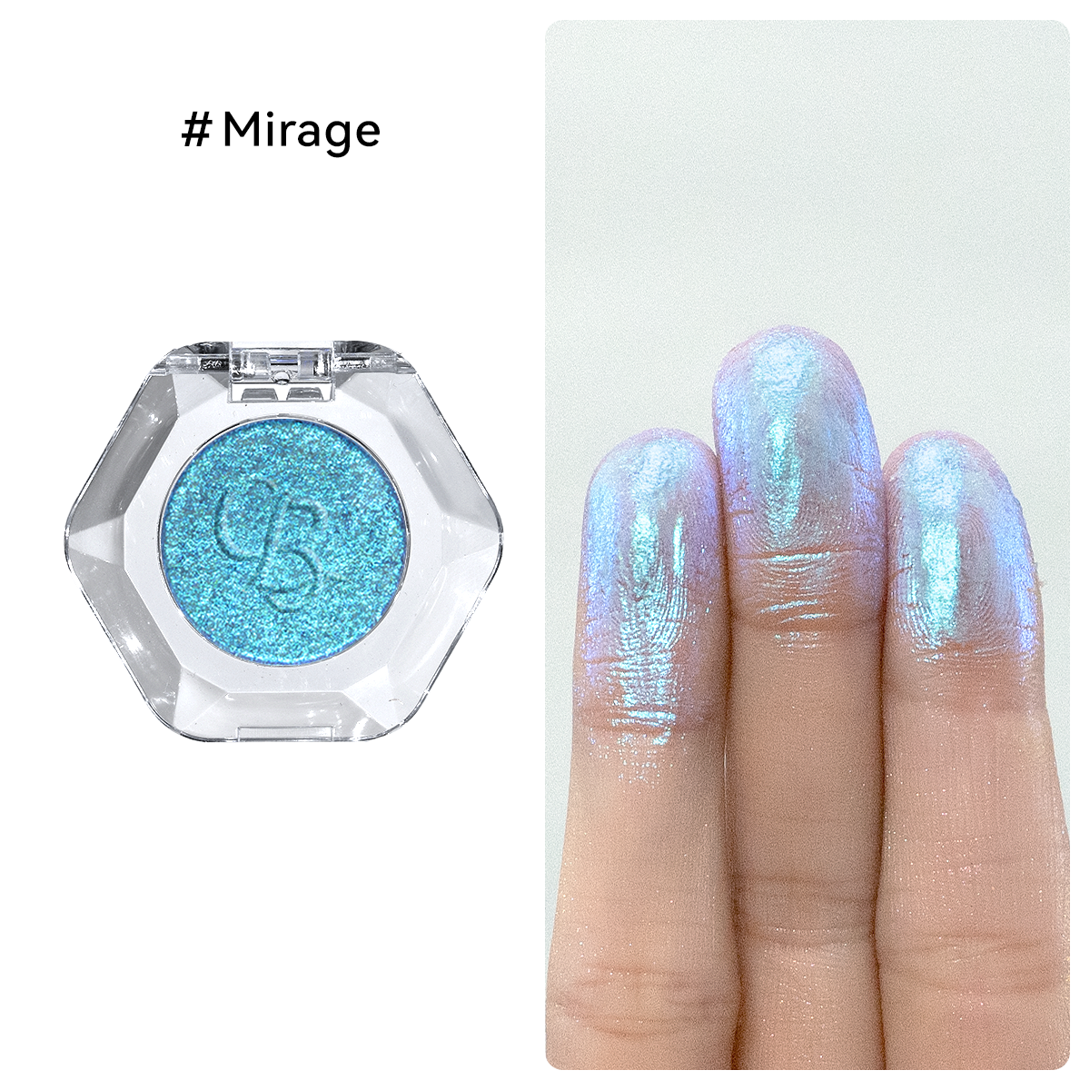 Cool chameleon metallic blue and lavender shimmer eyeshadow pan by OURBELLA.