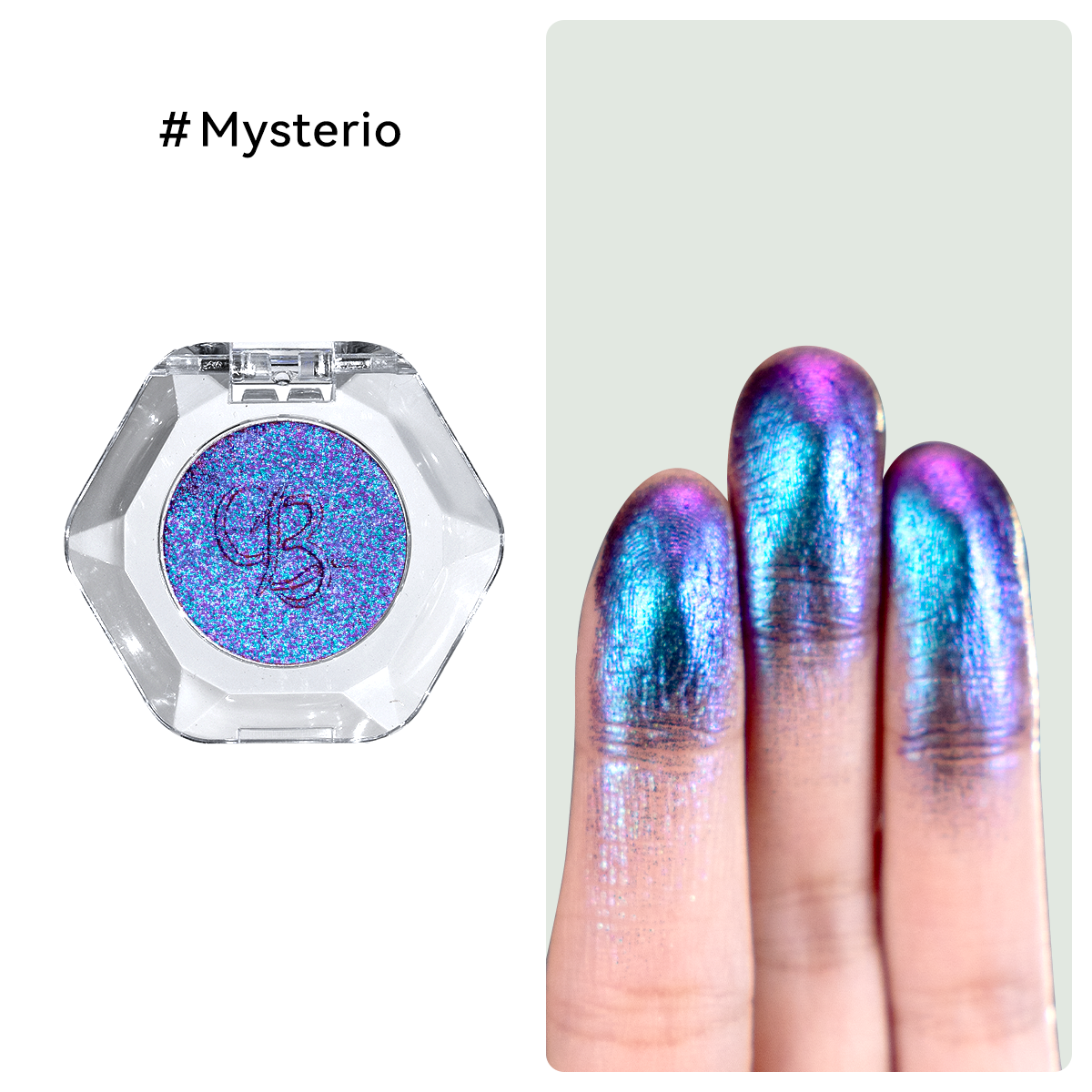 Velvety dark blue color-shifting duochrome eyeshadow swatch of OURBELLA #Mysterio.