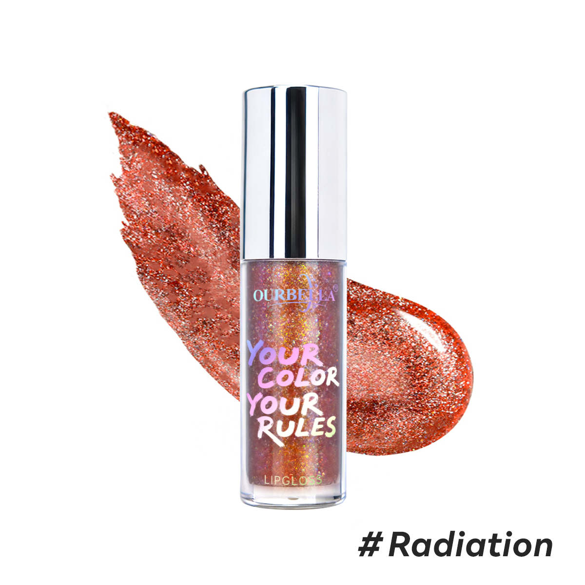 Intense warm copper bronze shimmer lip gloss by OURBELLA named Radiation.