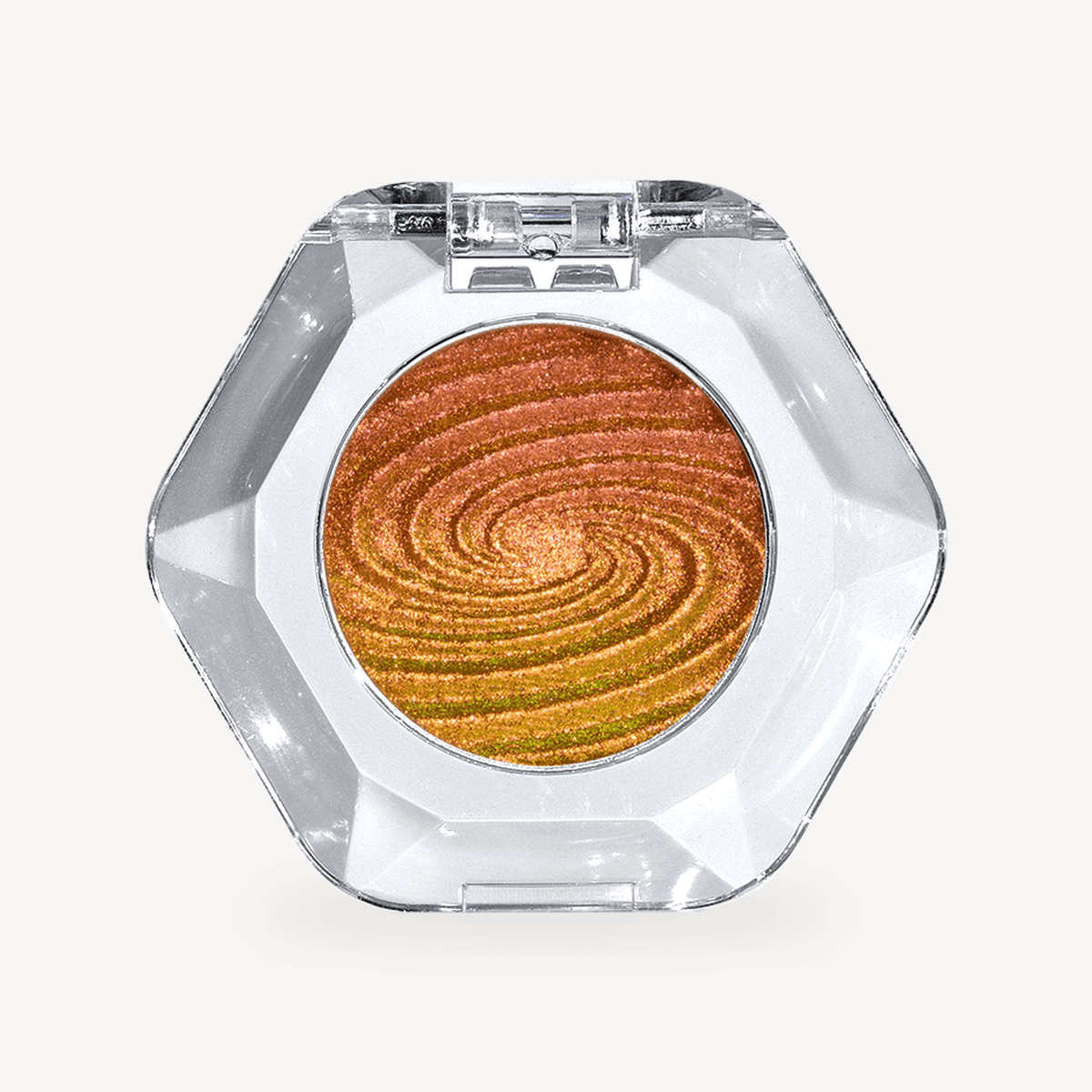 OURBELLA Solar Wind gold Multichrome Eyeshadow in a clear faceted compact