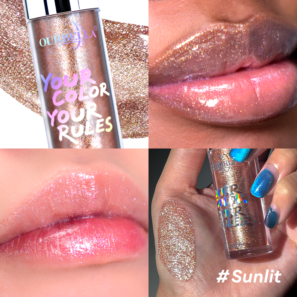 Makeup Set Duochrome Eyeshadow palette & Holographic Glitter Lipgloss