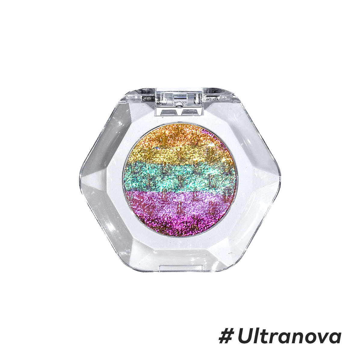 Vivid gold, turquoise, and violet multi-color shimmer single eyeshadow by OURBELLA.
