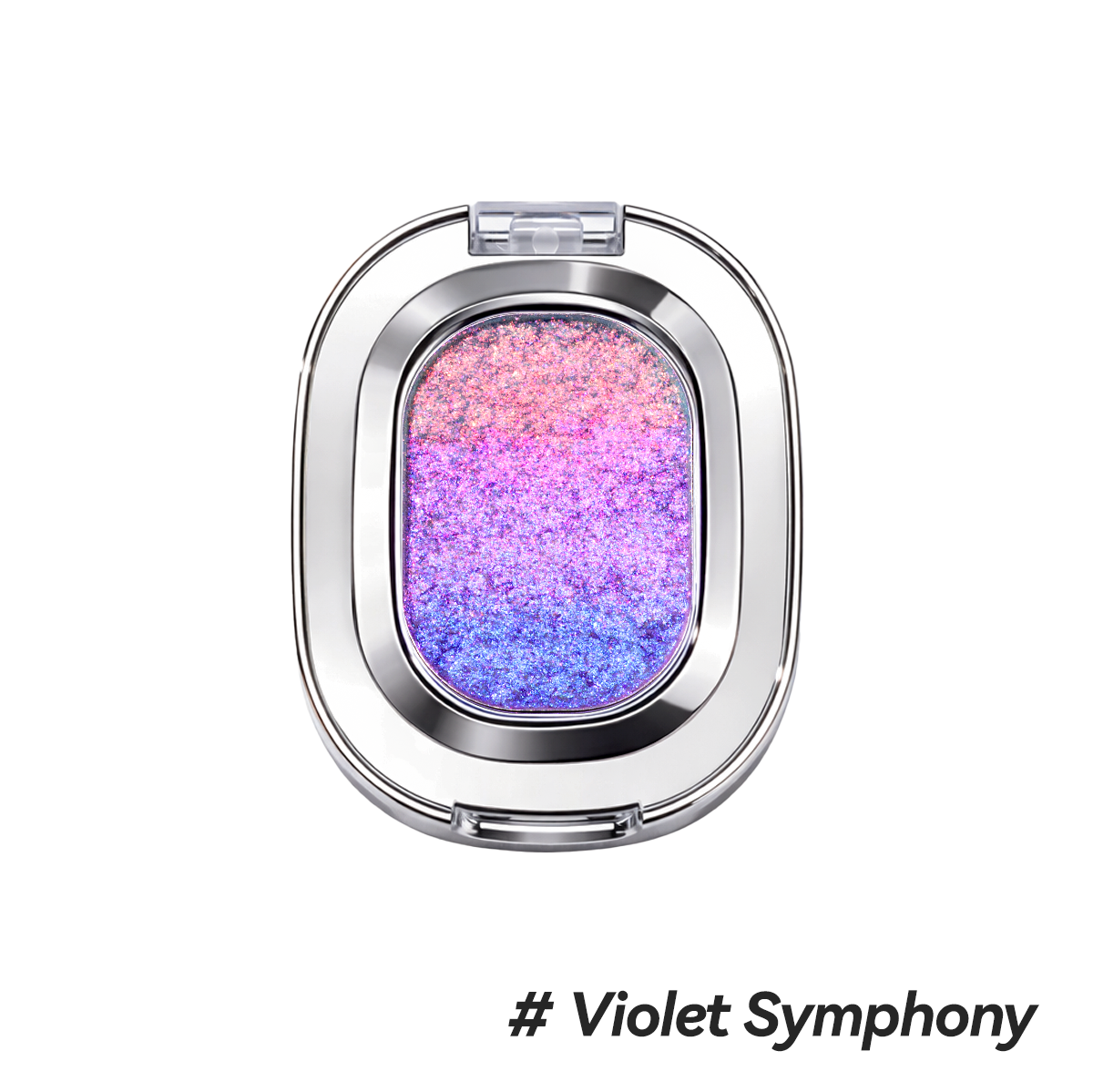 Multi-color purple shifting gradient shimmer single eyeshadow compact.