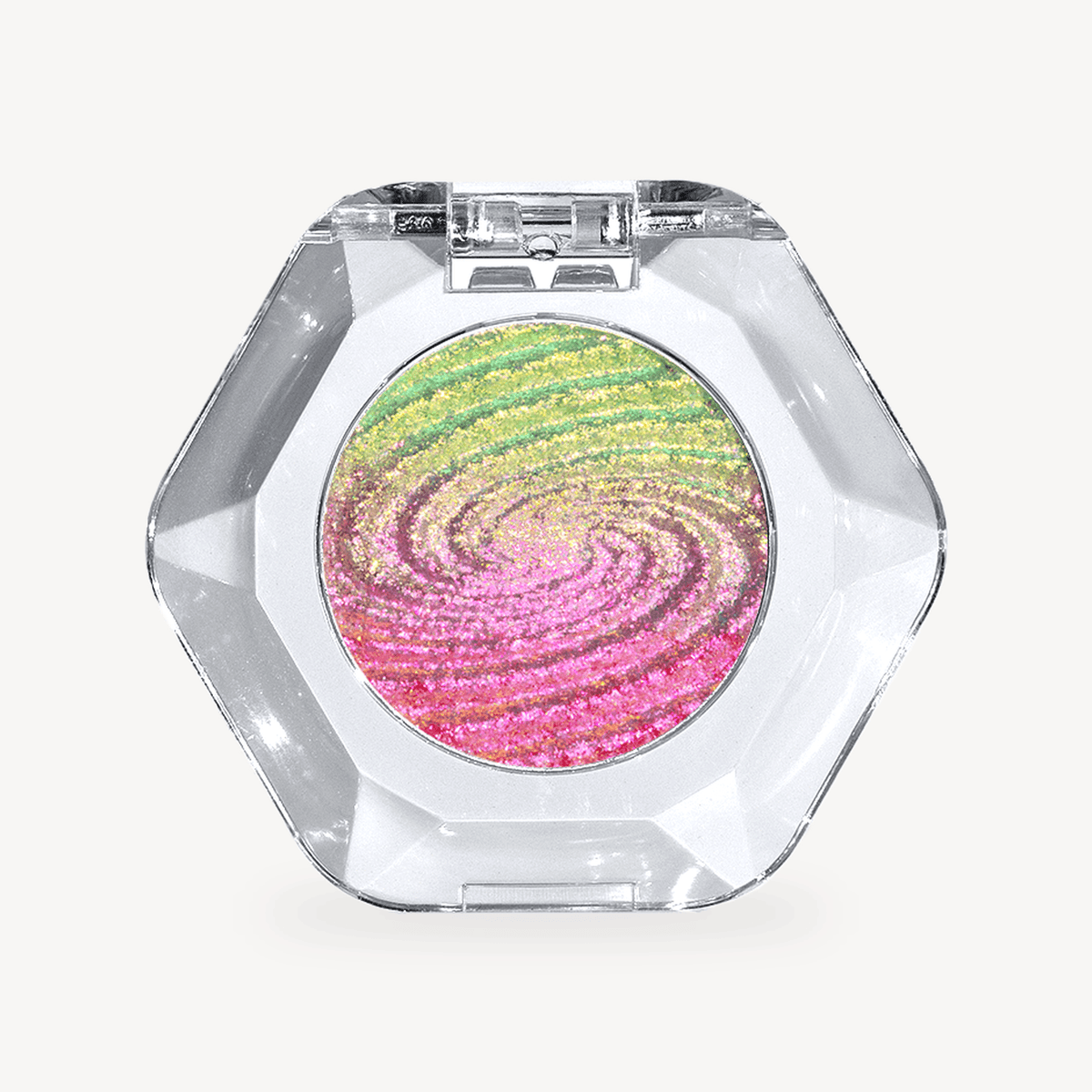 OURBELLA Wishing Nebula pink Multichrome Eyeshadow in a clear faceted compact