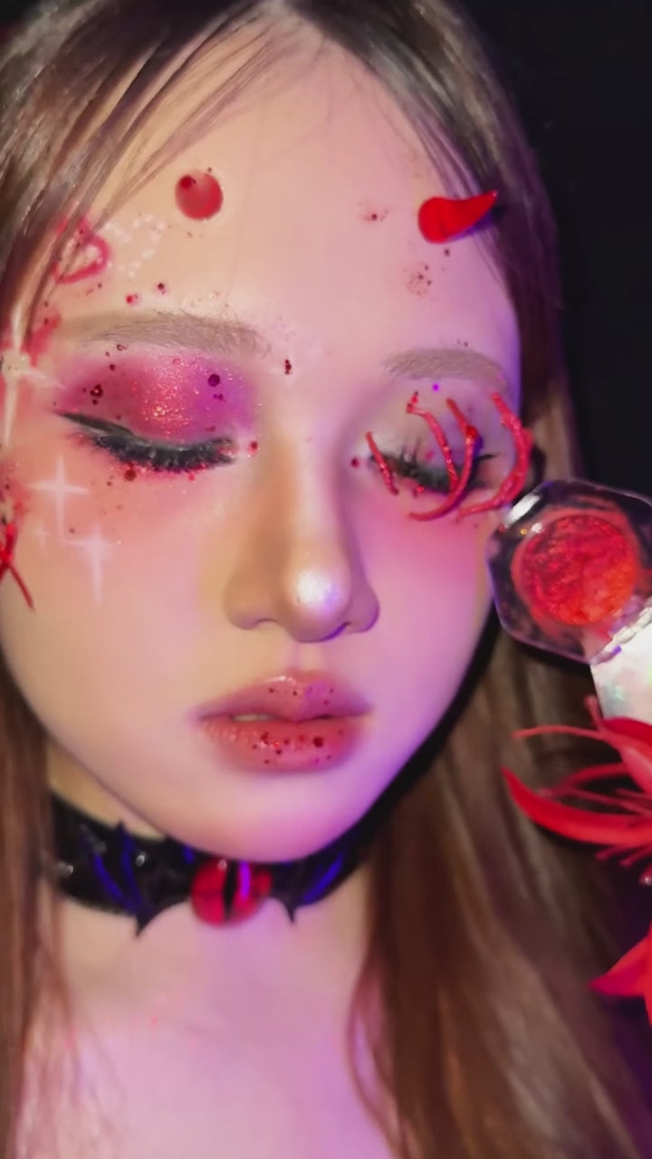 Load video: Blood Moon Halloween makeup transformation